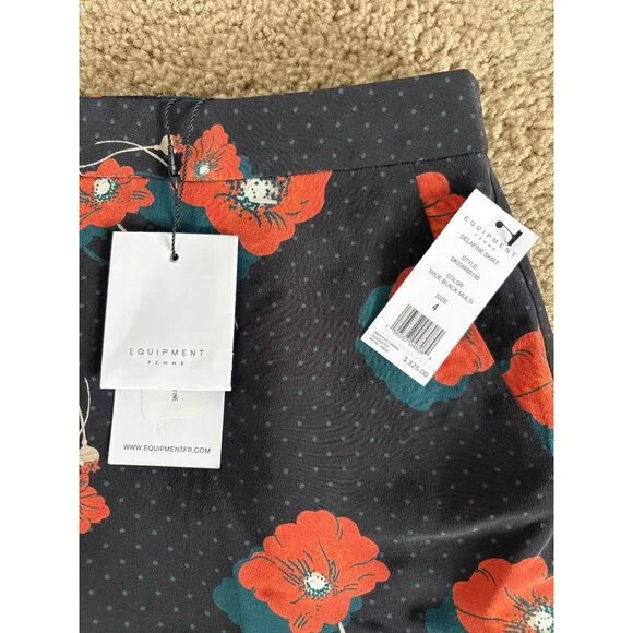 Equipment Femme Delafine Skirt True Black Multi Floral Print, Size 4, NWT - Picture 3 of 7